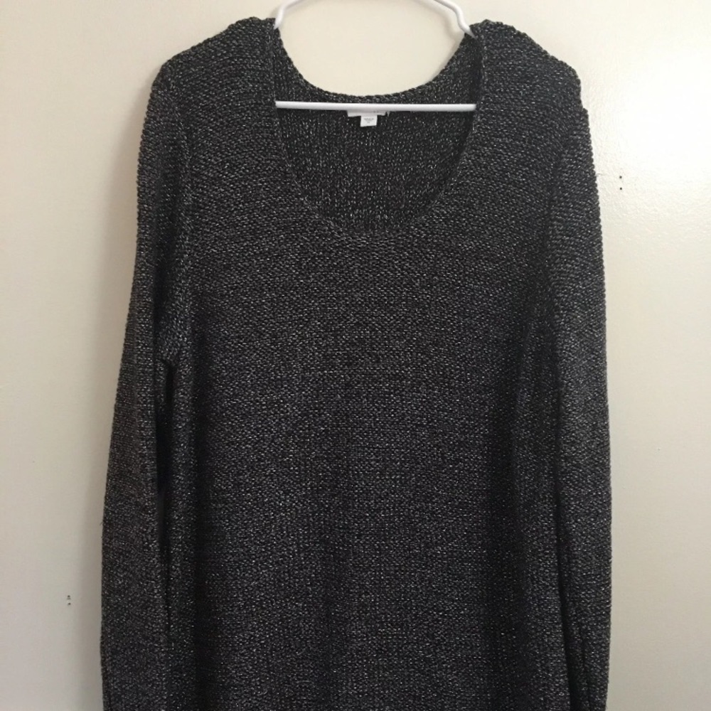 J Jill Tunic Gray Metallic Sweater
